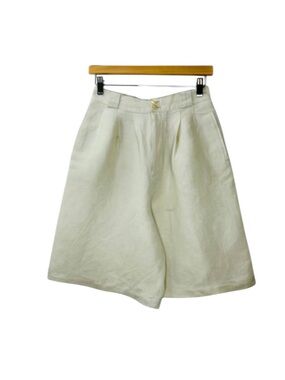 Giorgio Sant Angelo Vintage Linen Blend Shorts Wide Leg Pleat Front Tan Sized 10